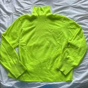 J. Crew Neon Yellow Cropped Cashmere Turtleneck Sweater